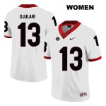 Women's Georgia Bulldogs NCAA #13 Azeez Ojulari Nike Stitched White Legend Authentic College Football Jersey JFZ1354AP